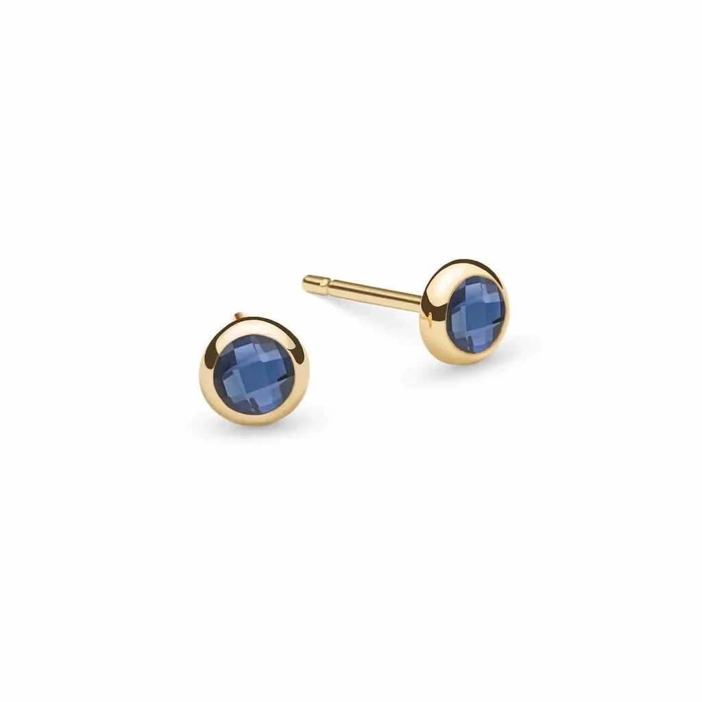 Petite Sapphire Stud Earrings in 14k Gold (September)
