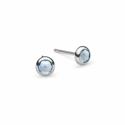 Petite Aquamarine Stud Earrings in 14k Gold (March)