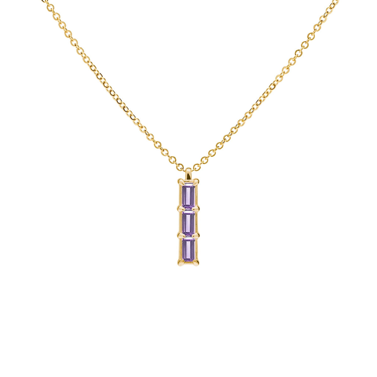 Providence 3 Amethyst Pendant in 14k Gold (February)