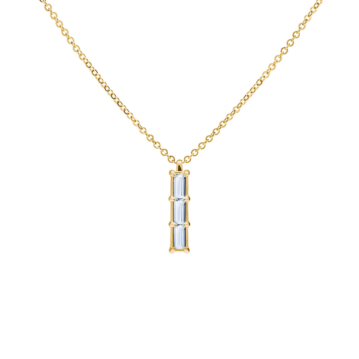 Providence 3 Aquamarine Pendant in 14k Gold (March)