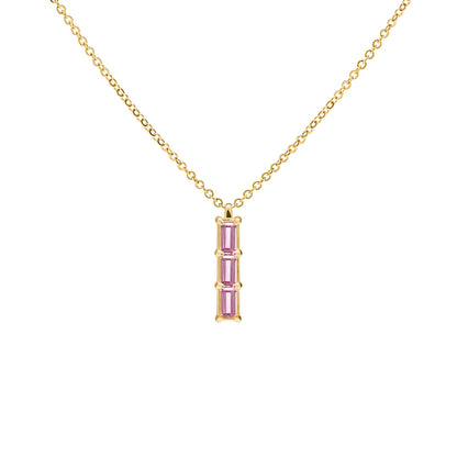 Providence 3 Pink Sapphire Pendant in 14k Gold (October)