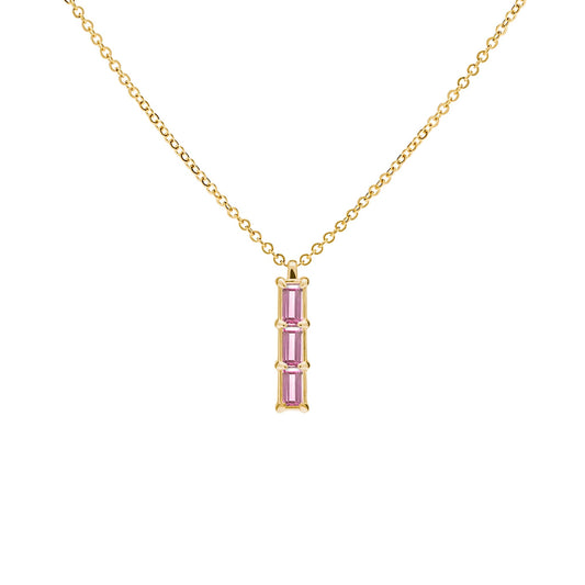 Providence 3 Pink Sapphire Pendant in 14k Gold (October)