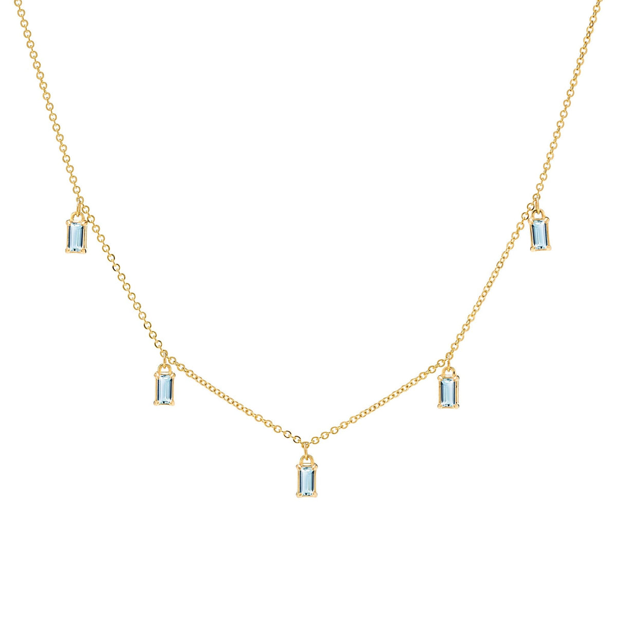 Providence 5 Nantucket Blue Topaz Drop Necklace in 14k Gold (December)