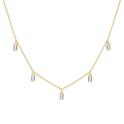 Providence 5 Aquamarine Drop Necklace in 14k Gold (March)