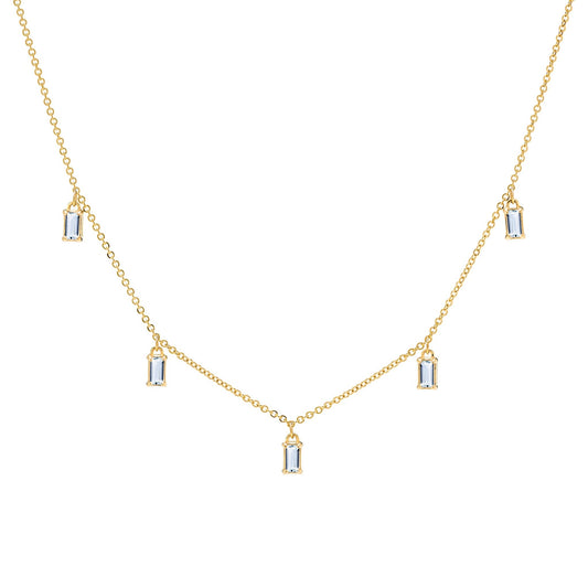 Providence 5 Aquamarine Drop Necklace in 14k Gold (March)