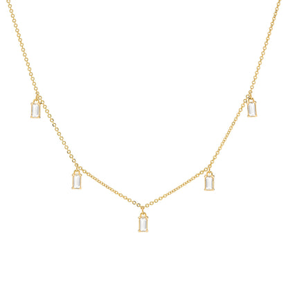 Providence 5 White Topaz Drop Necklace in 14k Gold (April)