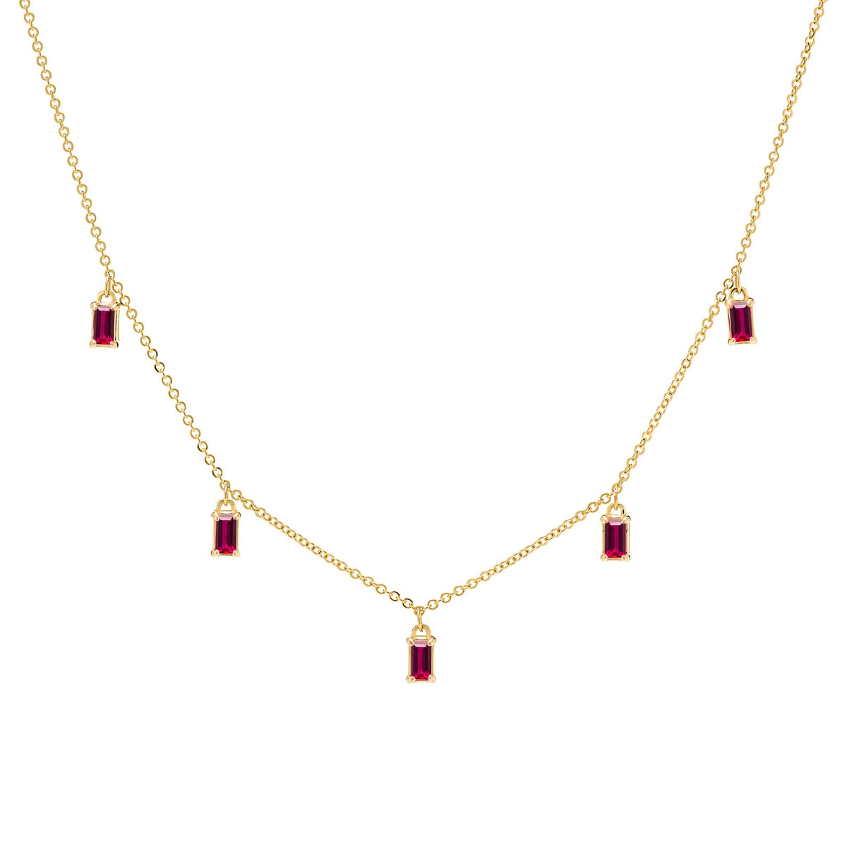 Providence 5 Ruby Drop Necklace in 14k Gold (July)