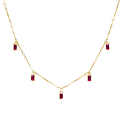 Providence 5 Ruby Drop Necklace in 14k Gold (July)