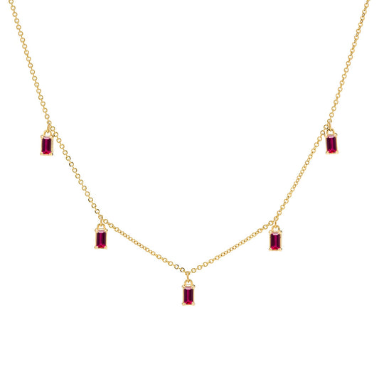 Providence 5 Ruby Drop Necklace in 14k Gold (July)