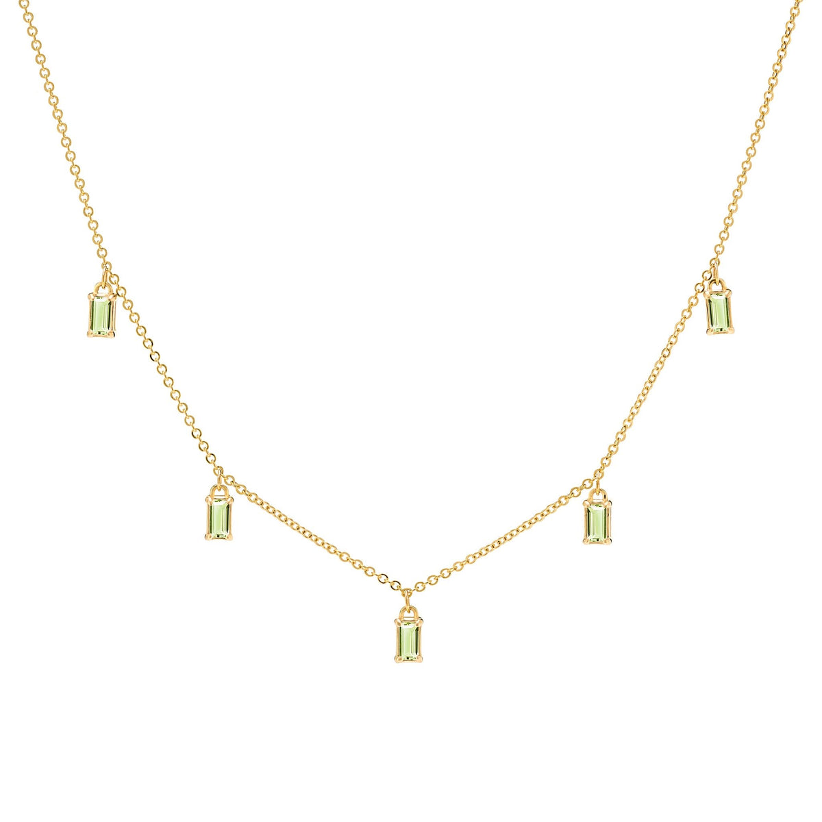 Providence 5 Peridot Drop Necklace in 14k Gold (August)