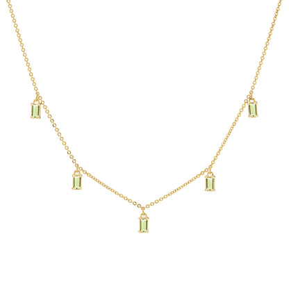 Providence 5 Peridot Drop Necklace in 14k Gold (August)