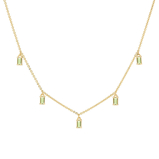 Providence 5 Peridot Drop Necklace in 14k Gold (August)