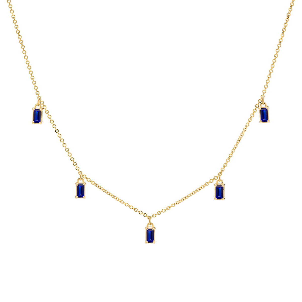 Providence 5 Sapphire Drop Necklace in 14k Gold (September)