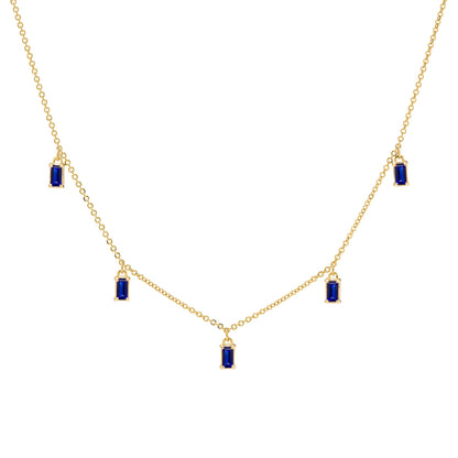 Providence 5 Sapphire Drop Necklace in 14k Gold (September)