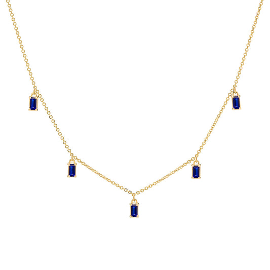 Providence 5 Sapphire Drop Necklace in 14k Gold (September)