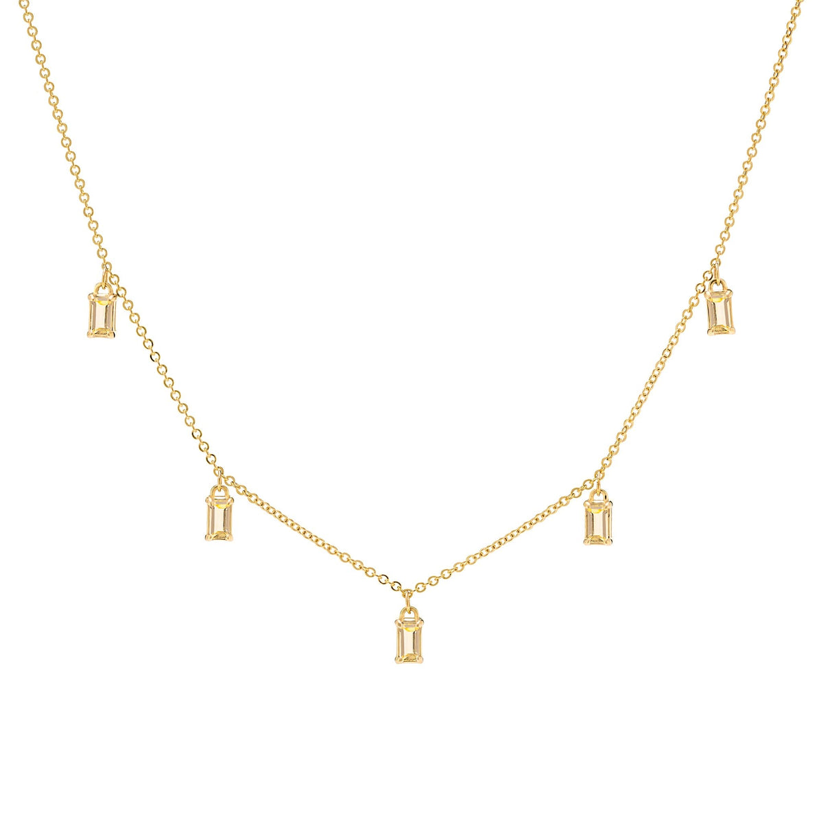 Providence 5 Citrine Drop Necklace in 14k Gold (November)