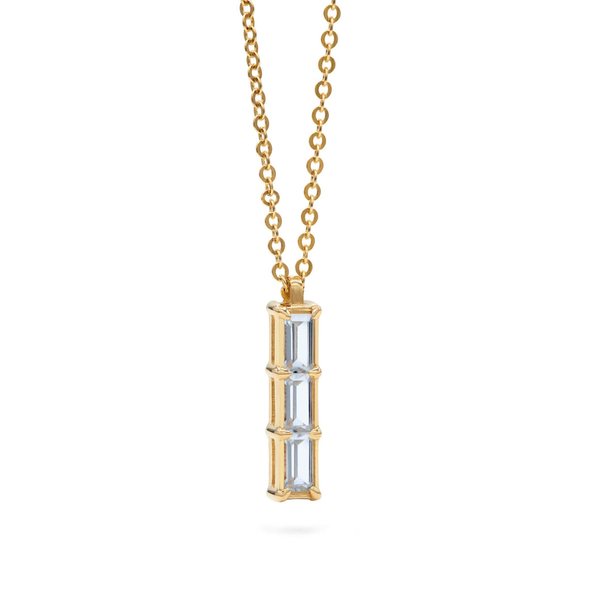 Providence 3 Aquamarine Pendant in 14k Gold (March)