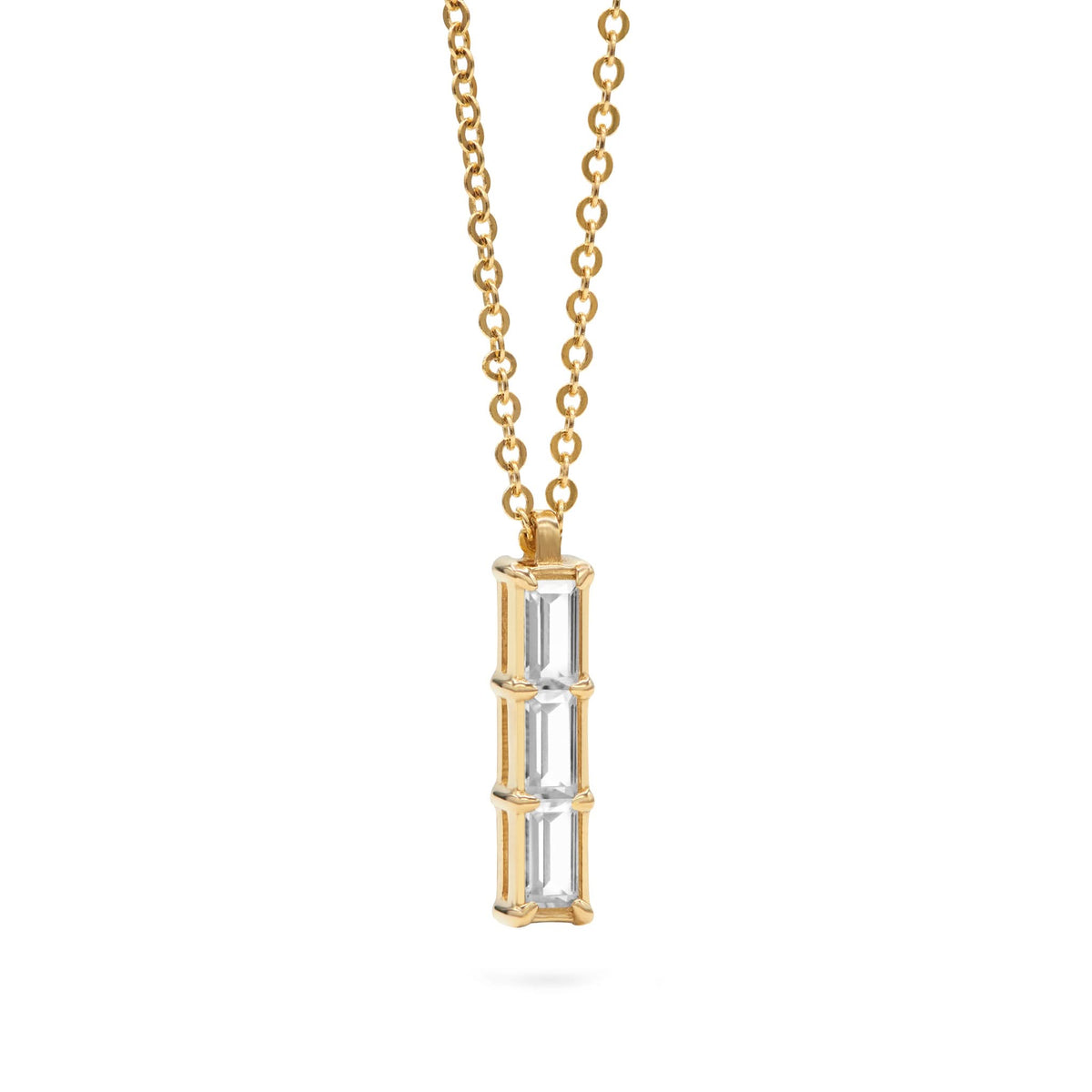 Providence 3 White Topaz Pendant in 14k Gold (April)