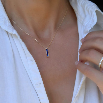 Providence 3 Sapphire Pendant and Stud Earrings Set in 14k Gold (September)