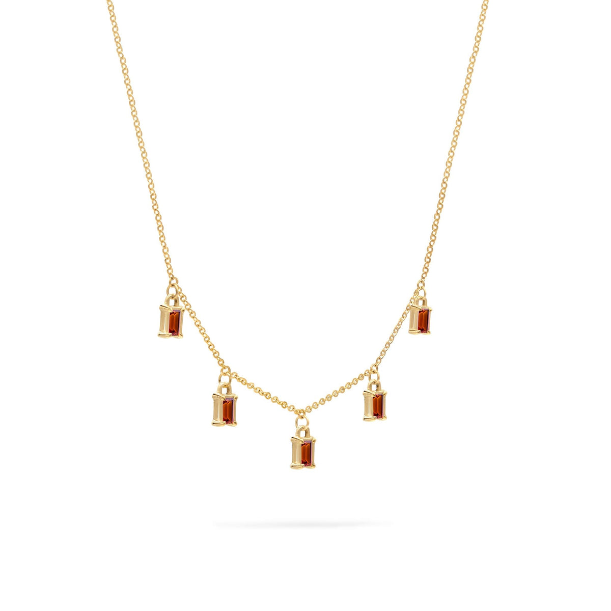 Providence 5 Garnet Drop Necklace in 14k Gold (January)