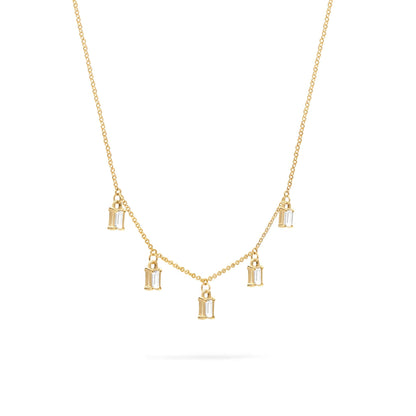 Providence 5 White Topaz Drop Necklace in 14k Gold (April)