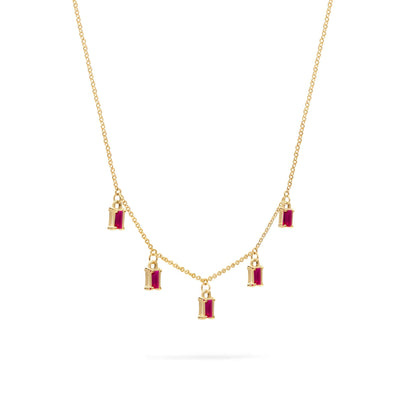 Providence 5 Ruby Drop Necklace in 14k Gold (July)