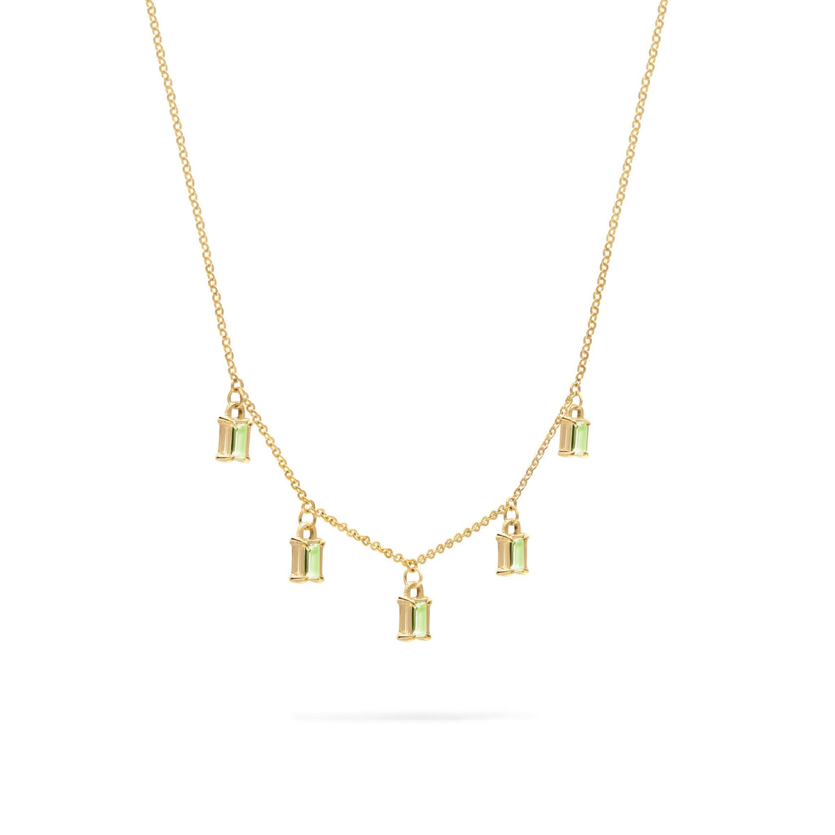 Providence 5 Peridot Drop Necklace in 14k Gold (August)