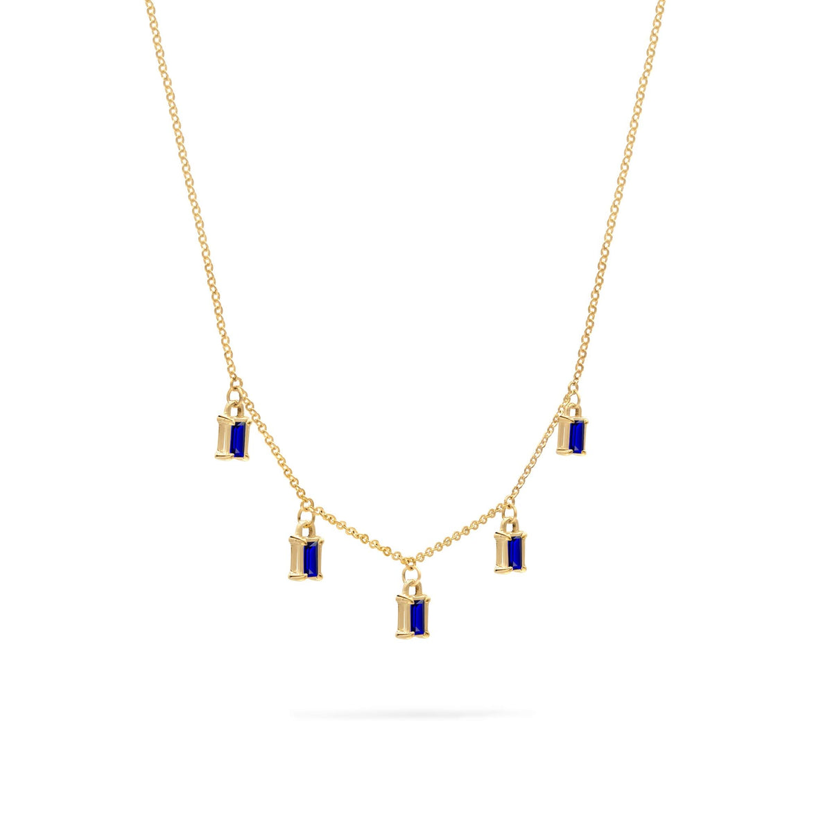 Providence 5 Sapphire Drop Necklace in 14k Gold (September)