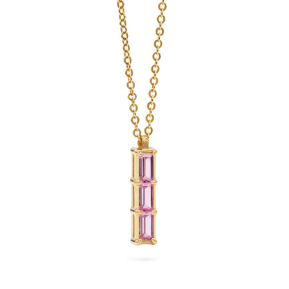 Providence 3 Pink Sapphire Pendant in 14k Gold (October)