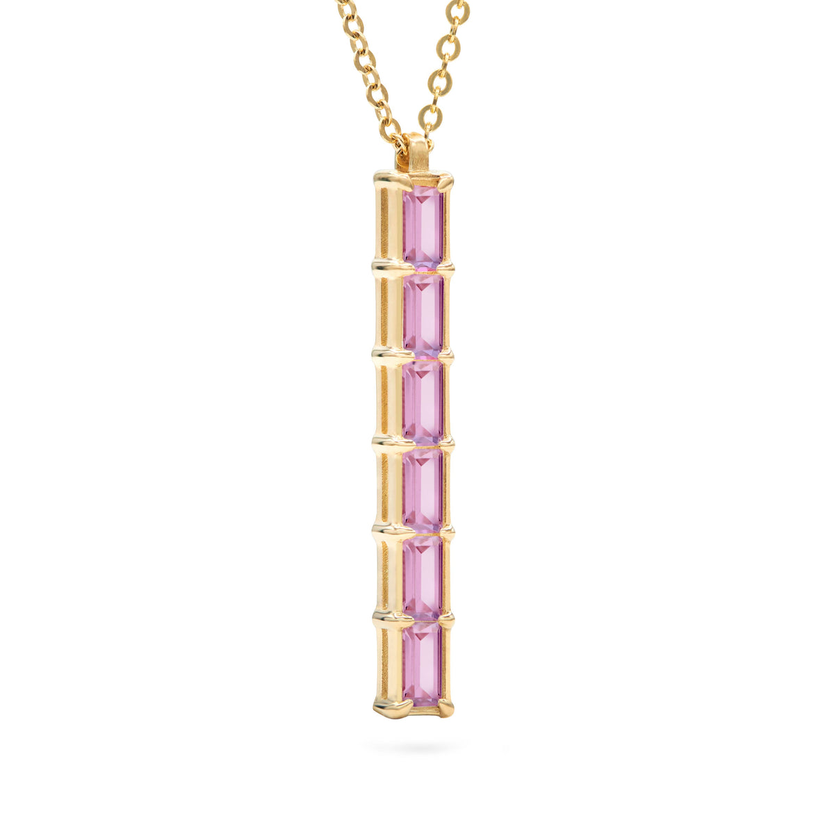 Providence 6 Pink Sapphire Pendant in 14k Gold (October)