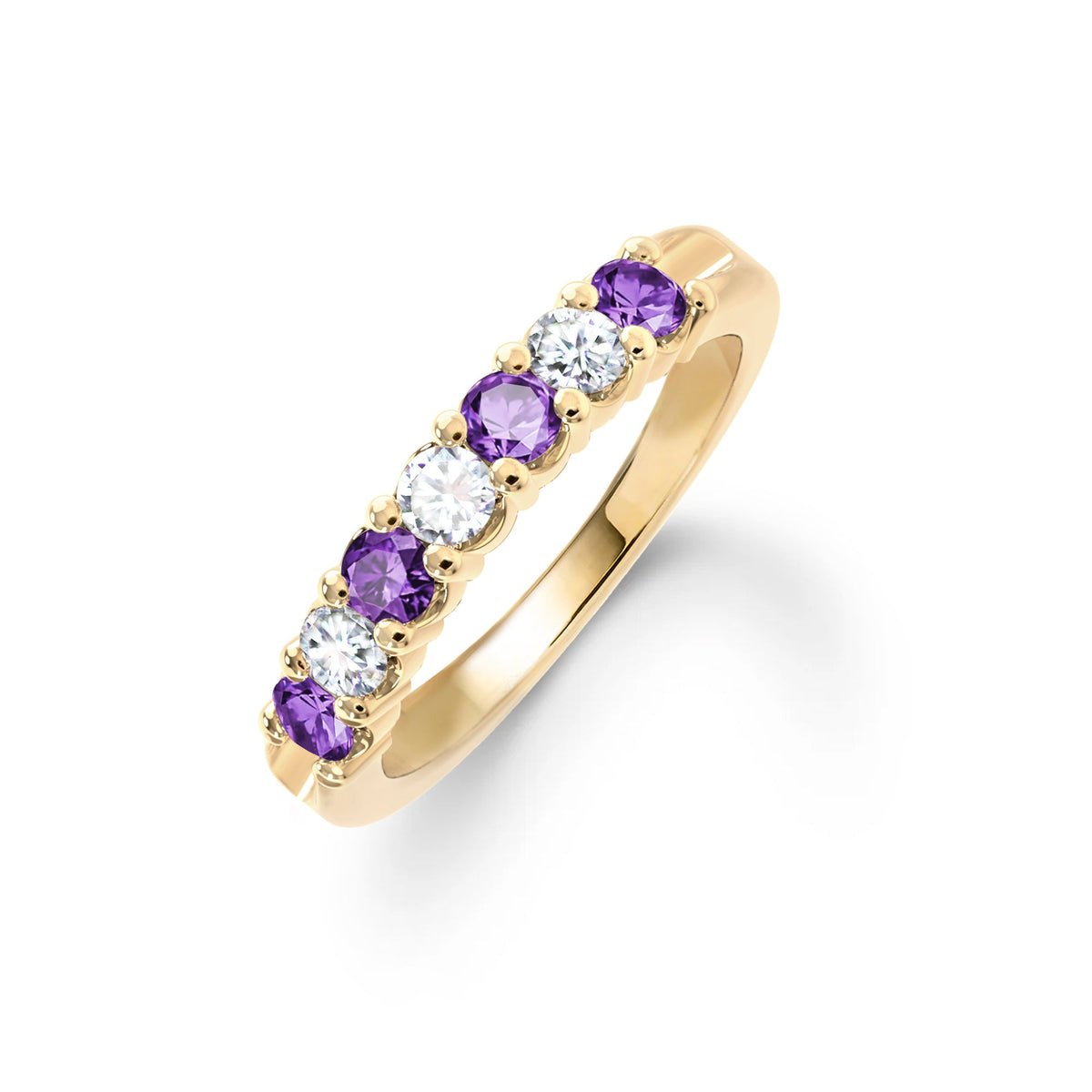 Rosecliff Luxe Diamond & Amethyst Stackable Ring in 14k Gold (February)