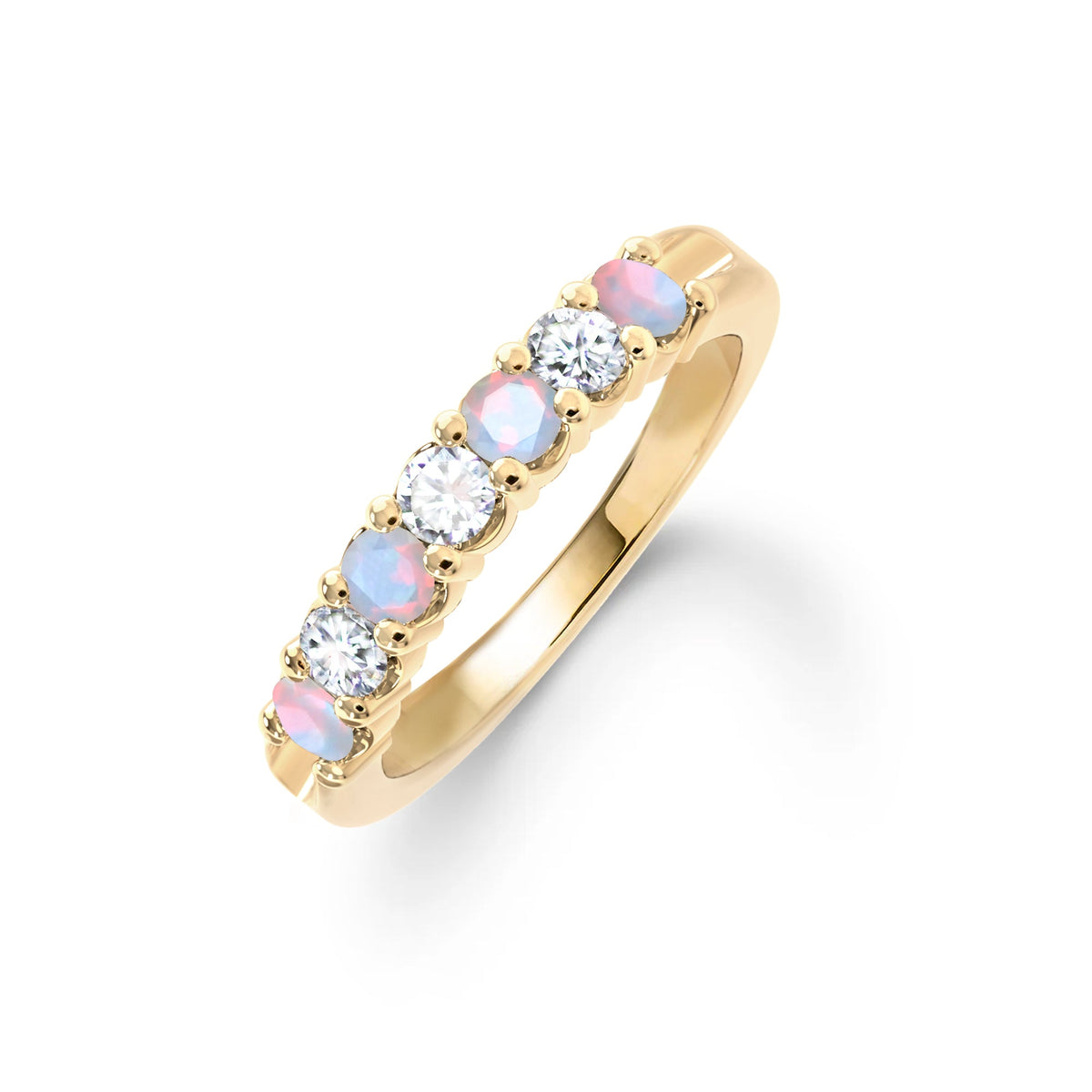 Rosecliff Luxe Diamond & Opal Stackable Ring in 14k Gold (October)
