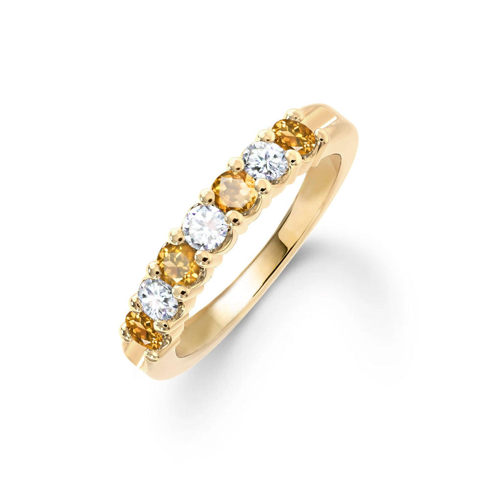 Rosecliff Luxe Diamond & Citrine Stackable Ring in 14k Gold (November)