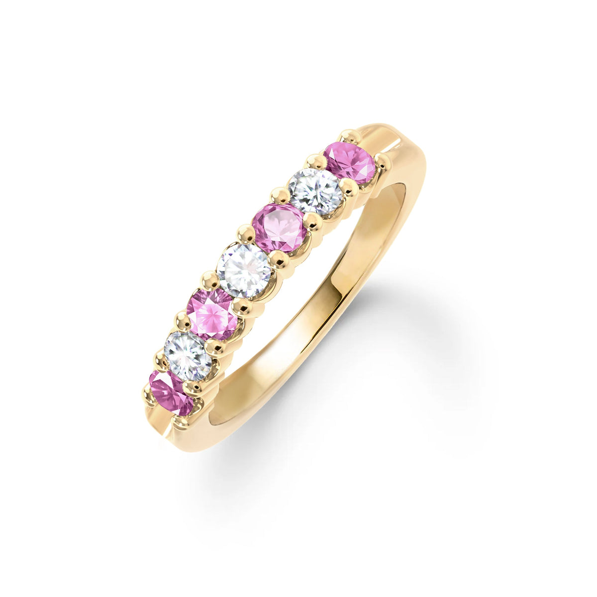 Rosecliff Luxe Diamond & Pink Sapphire Stackable Ring in 14k Gold (October)