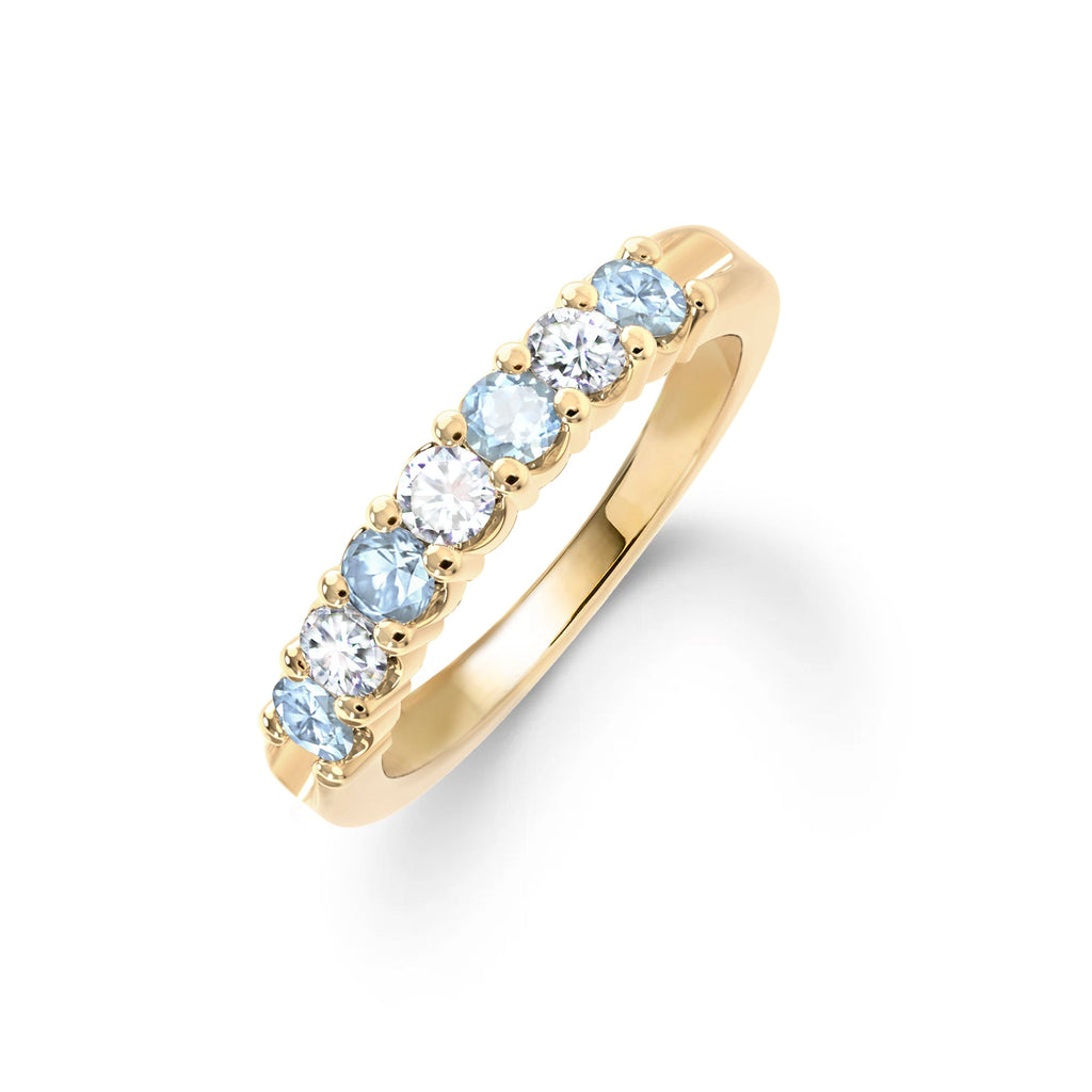 Rosecliff Luxe Diamond & Nantucket Blue Topaz Stackable Ring in 14k Gold (December)