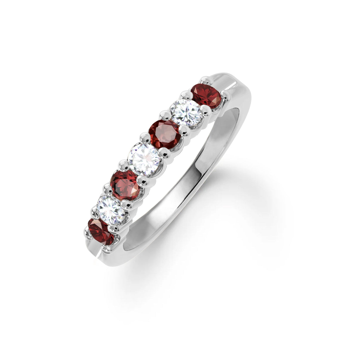 Rosecliff Luxe Diamond & Garnet Stackable Ring in 14k Gold (January)