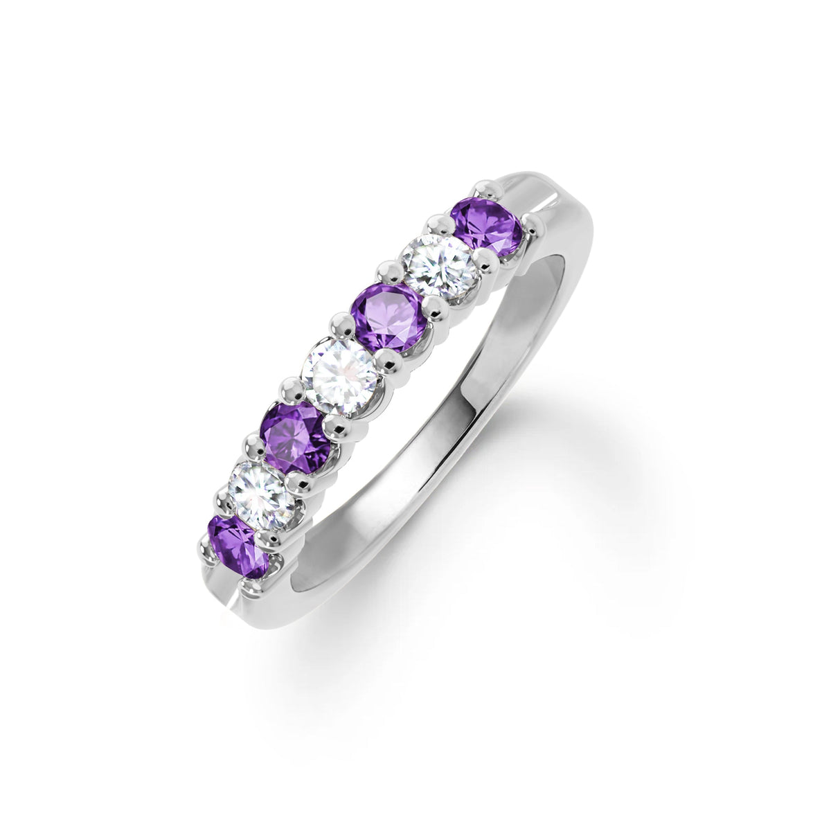 Rosecliff Luxe Diamond & Amethyst Stackable Ring in 14k Gold (February)