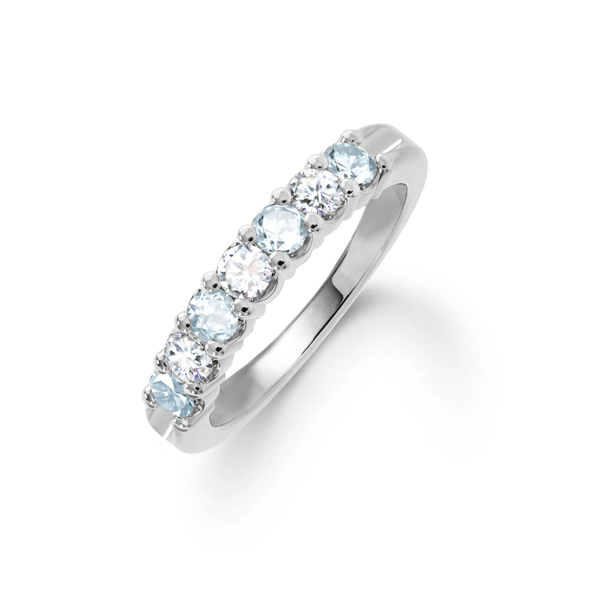 Rosecliff Luxe Diamond & Aquamarine Stackable Ring in 14k Gold (March)