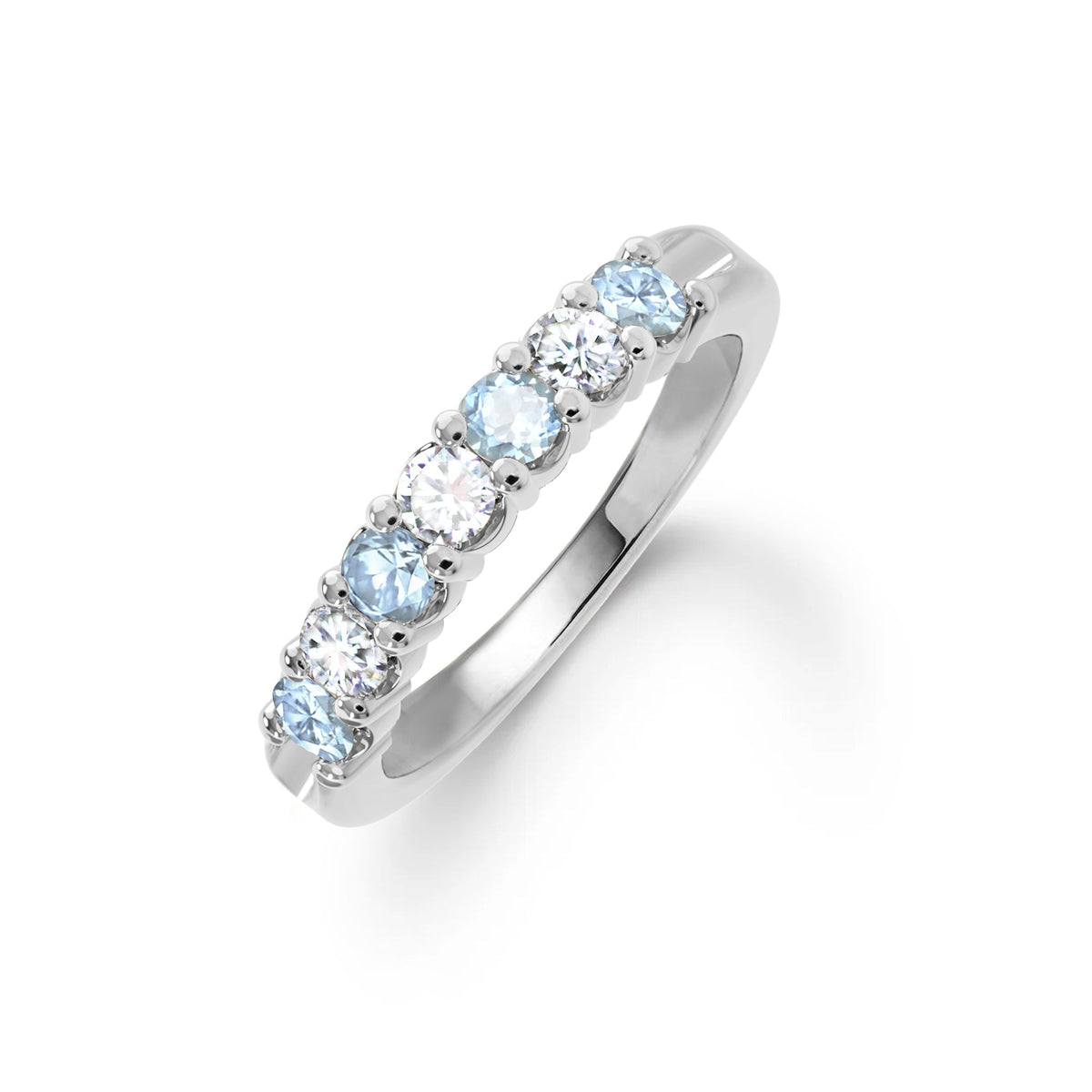 Rosecliff Luxe Diamond & Nantucket Blue Topaz Stackable Ring in 14k Gold (December)