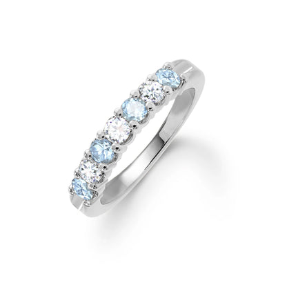 Rosecliff Luxe Diamond & Nantucket Blue Topaz Stackable Ring in 14k Gold (December)