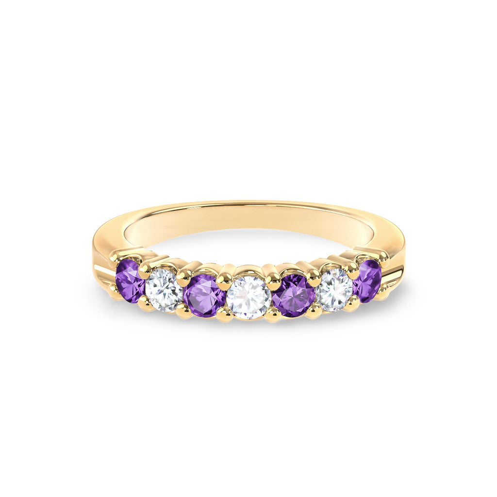 Rosecliff Luxe Diamond & Amethyst Stackable Ring in 14k Gold (February)