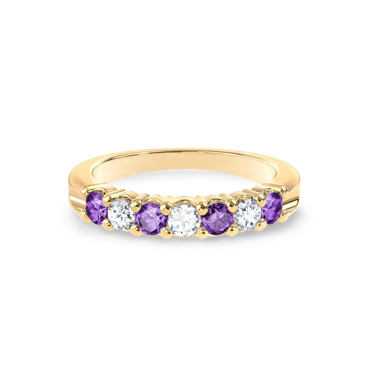 Rosecliff Luxe Diamond & Amethyst Stackable Ring in 14k Gold (February)