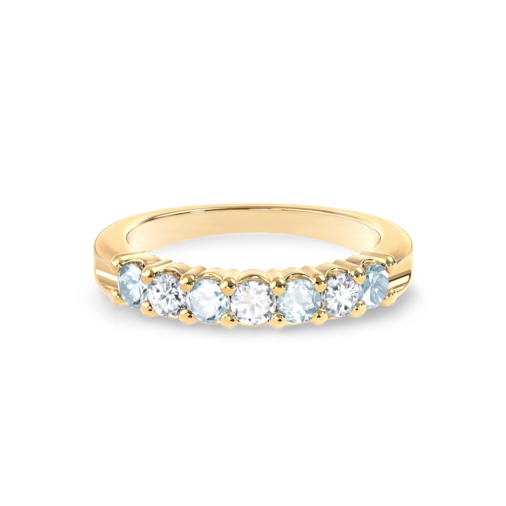 Rosecliff Luxe Diamond & Aquamarine Stackable Ring in 14k Gold (March)