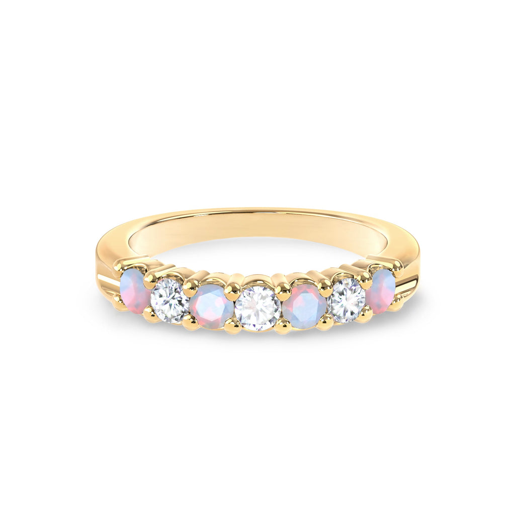 Rosecliff Luxe Diamond & Opal Stackable Ring in 14k Gold (October)