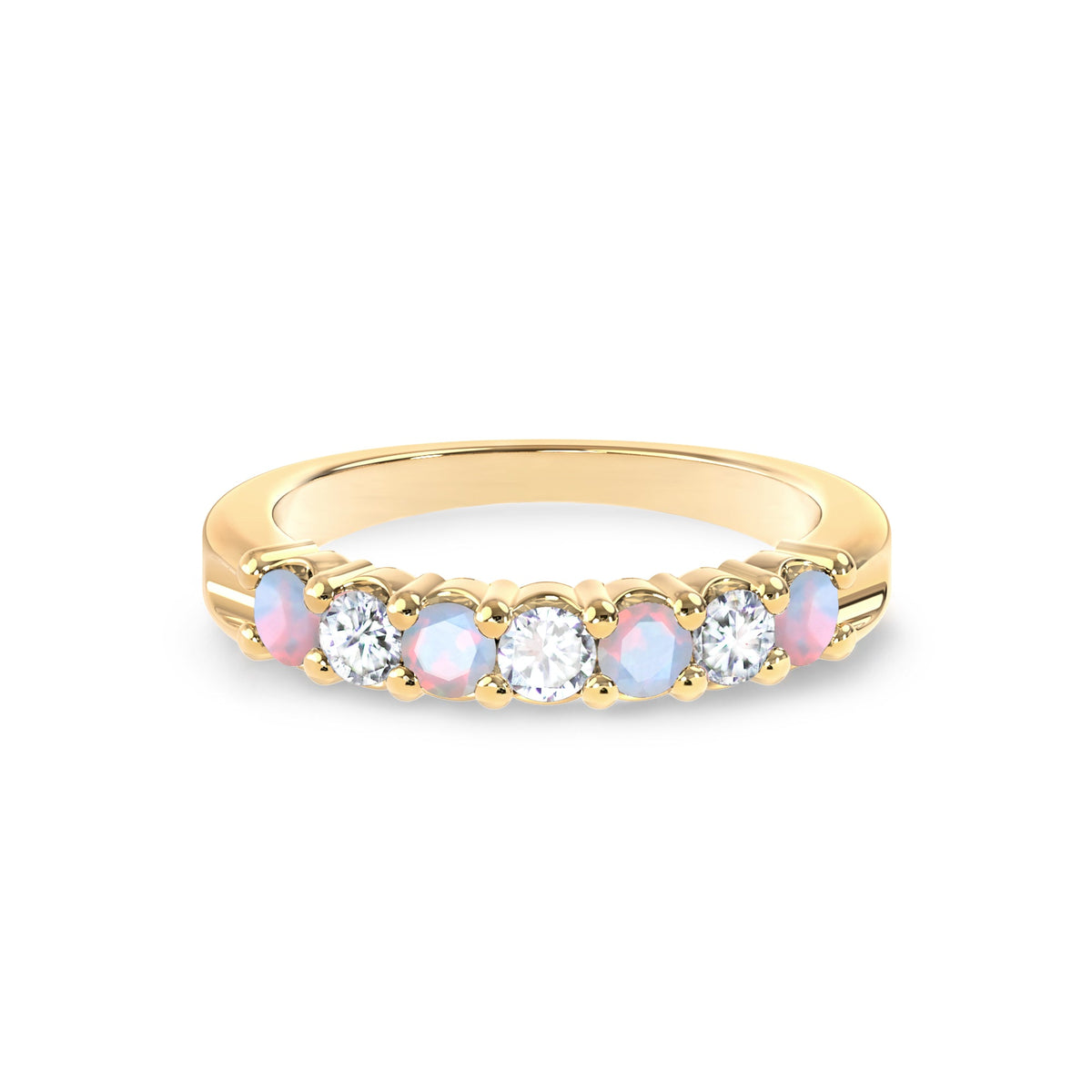Rosecliff Luxe Diamond & Opal Stackable Ring in 14k Gold (October)
