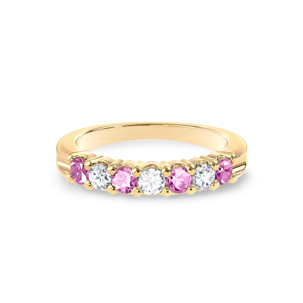 Rosecliff Luxe Diamond & Pink Sapphire Stackable Ring in 14k Gold (October)