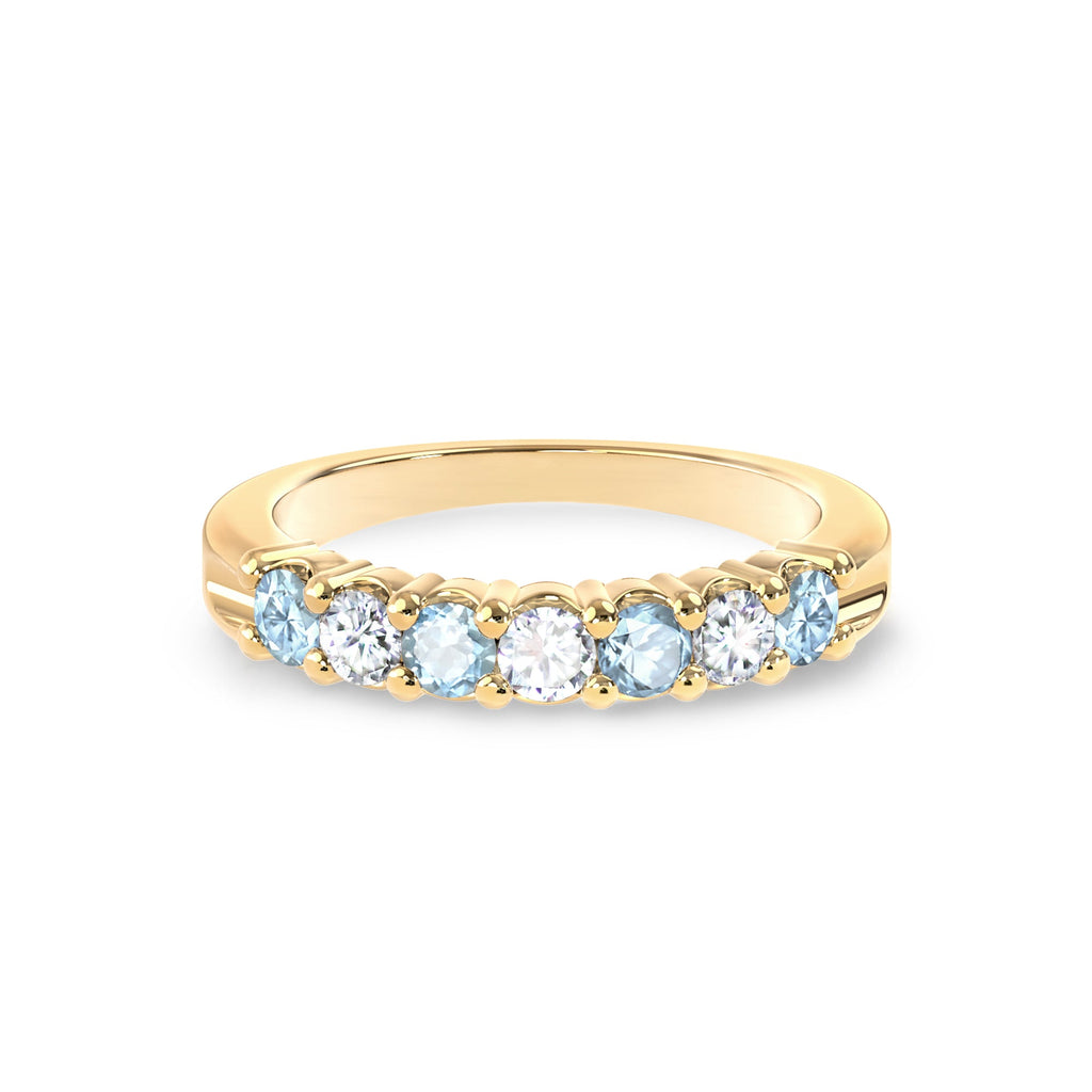 Rosecliff Luxe Diamond & Nantucket Blue Topaz Stackable Ring in 14k Gold (December)