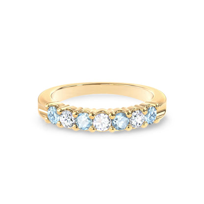 Rosecliff Luxe Diamond & Nantucket Blue Topaz Stackable Ring in 14k Gold (December)