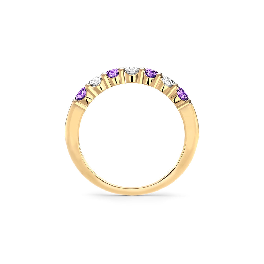 Rosecliff Luxe Diamond & Amethyst Stackable Ring in 14k Gold (February)