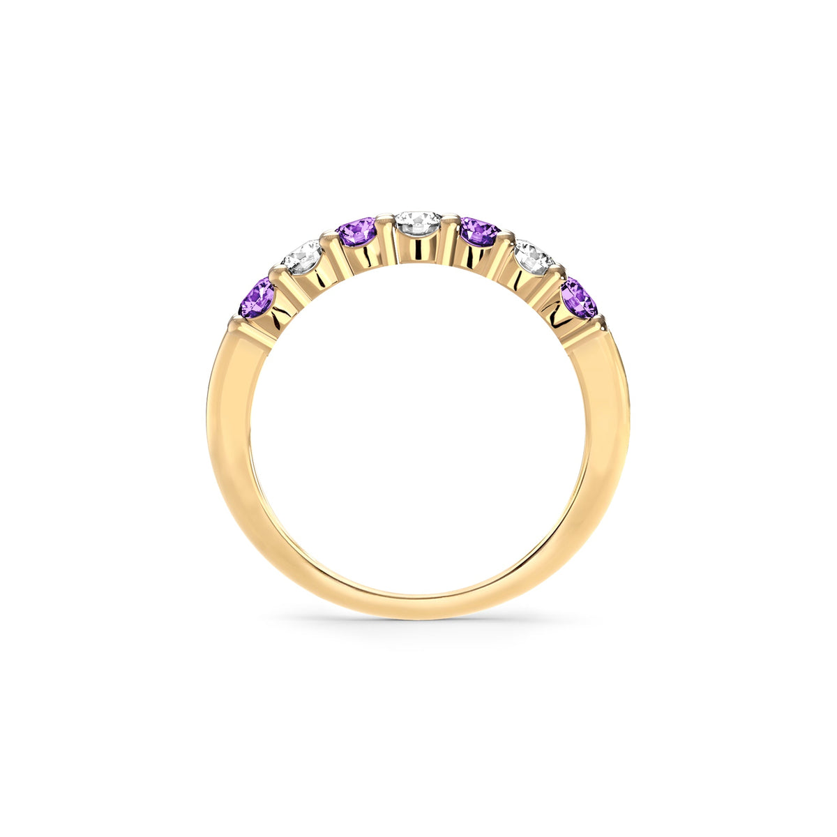 Rosecliff Luxe Diamond & Amethyst Stackable Ring in 14k Gold (February)